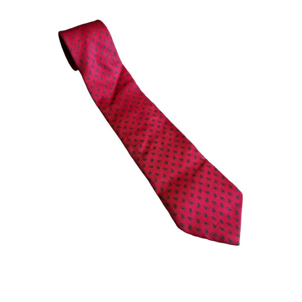 Liberty of London Red Paisley Print Neck Tie Slip-Stitch 100% Silk Necktie 57"